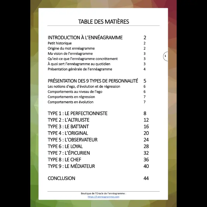 e-book introduction à l'ennéagramme, version française